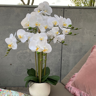 La Vida kunstig orkidé hvid 7-grenet