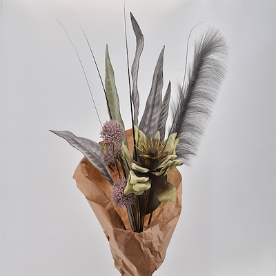 La Vida kunstbuket stor lilla med fjer