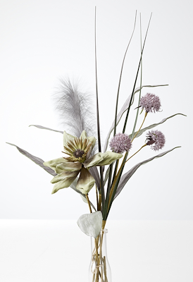 La Vida kunstbuket stor lilla med fjer