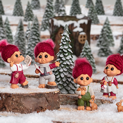 Lykketrold Lillebror af Grandam familien julepynt rød