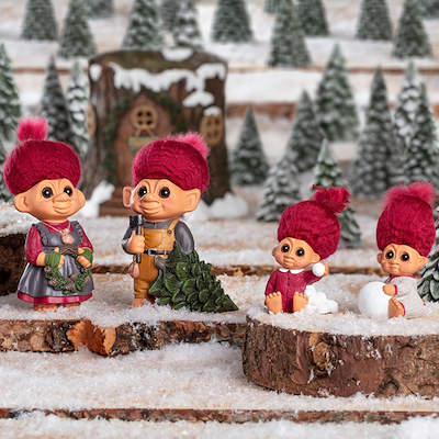 Lykketrold Grandam Tvillingebror julefigur rød 9 cm