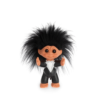 Lykketrold brudepar sort 9 cm