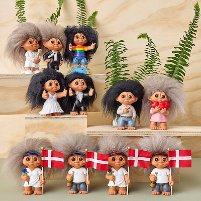 Lykketrold brudepar sort 9 cm