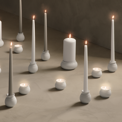 Lyngby Porcelæn Curve lysestage hvid 7 cm