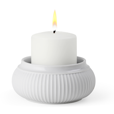 Lyngby Porcelæn Curve bloklysestage hvid 5 cm