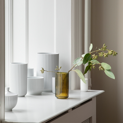 Lyngby Porcelæn vase glas olivengrøn H15,5 cm