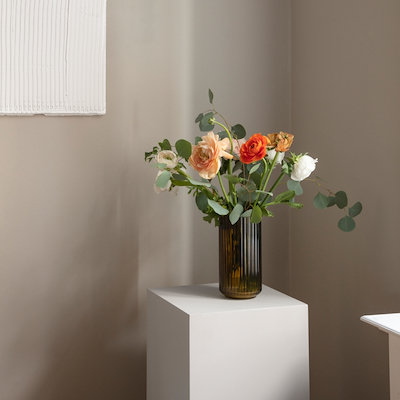 Lyngby Porcelæn vase glas olivengrøn H20,5 cm