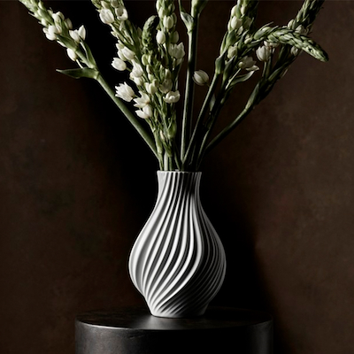 Lyngby Porcelæn Twist vase hvid H31 cm