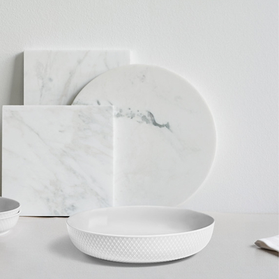 Rhombe serveringsskål hvid Ø28 cm