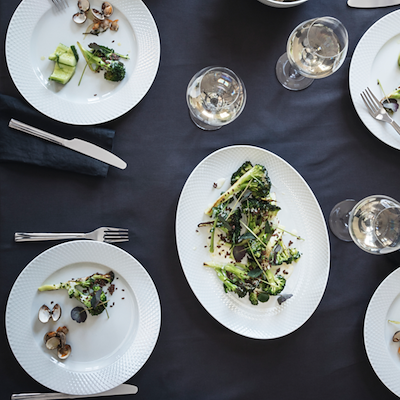 Lyngby Porcelæn Rhombe serveringsfad hvid 35 cm