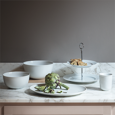 Lyngby Porcelæn Rhombe etagere hvid 27 cm