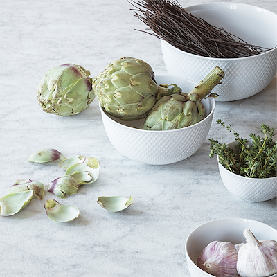 Lyngby Porcelæn Rhombe serveringsskål hvid 17,5 cm