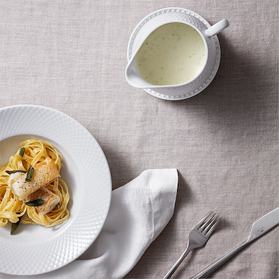 Lyngby Porcelæn Rhombe saucekande hvid 67 cl