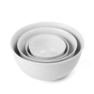 Lyngby Porcelæn Rhombe skålesæt hvid 4 stk.