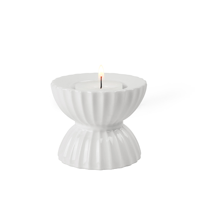 Lyngby Porcelæn Tura fyrfadsstage hvid Ø8 cm