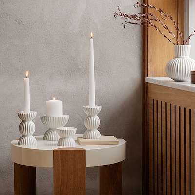 Lyngby Porcelæn Tura fyrfadsstage hvid Ø8 cm