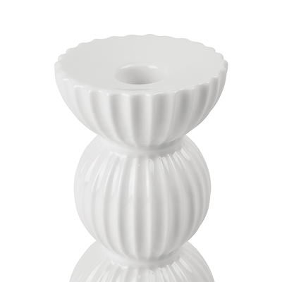 Lyngby Porcelæn Tura kronelysestage hvid H 14 cm.