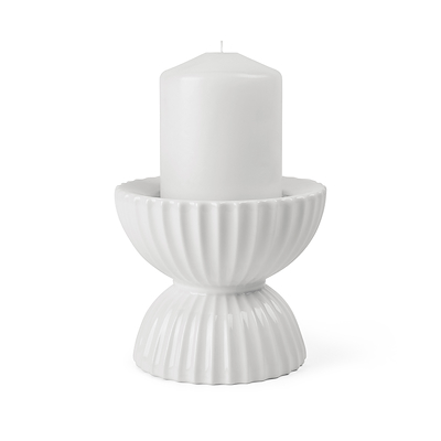 Lyngby Porcelæn Tura lysstage bloklys hvid Ø15,5 cm 