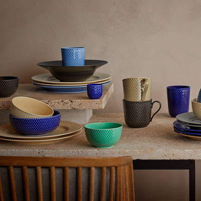 Lyngby Porcelæn Rhombe Earth middagstallerken Ø27 cm marble