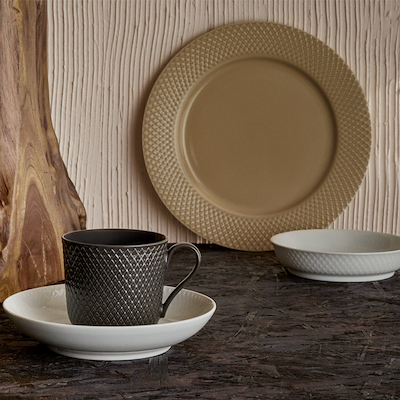 Lyngby Porcelæn Rhombe Earth frokosttallerken 23 cm clay