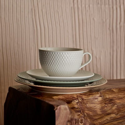 Lyngby Porcelæn Rhombe Earth frokosttallerken 21 cm moss