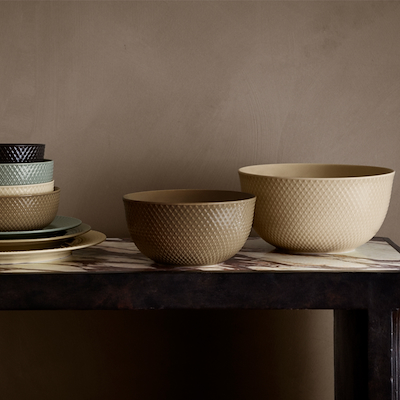 Lyngby Porcelæn Rhombe Earth serveringsskål marble Ø22 cm