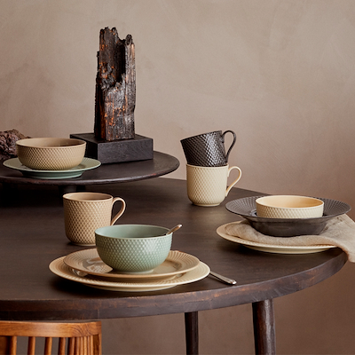 Lyngby Porcelæn Rhombe Earth skål 13 cm moss