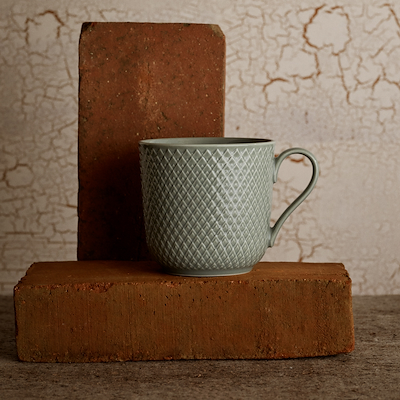 Lyngby Porcelæn Rhombe Earth krus med hank 39 cl moss