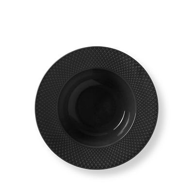 Lyngby Porcelæn Rhombe Earth dyb tallerken slate Ø24,5 cm