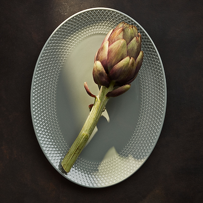 Lyngby Porcelæn Rhombe Earth ovalt serveringsfad 28,5x21,5 cm