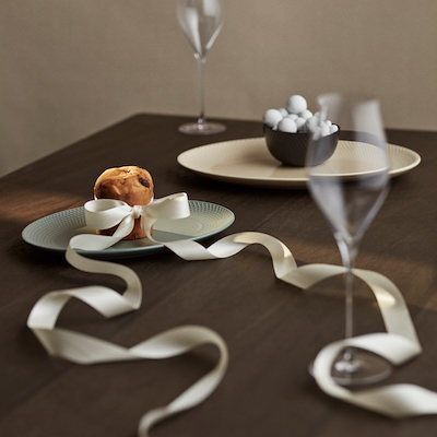 Lyngby Porcelæn Rhombe Earth ovalt serveringsfad 35x26,5 cm