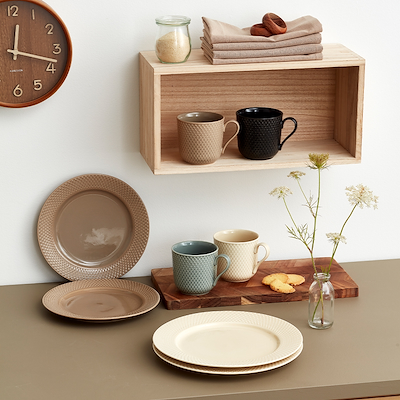 Lyngby Porcelæn Rhombe Earth middagstallerken marble 2 stk. Ø27 cm