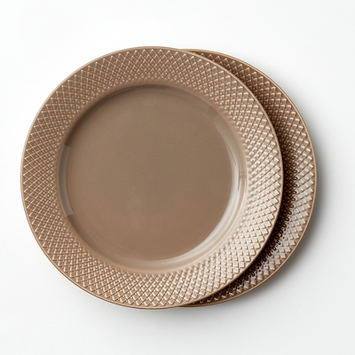 Lyngby Porcelæn Rhombe Earth frokosttallerken clay 2 stk. Ø23 cm