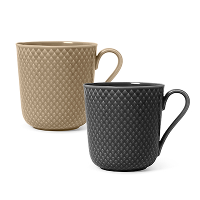 Lyngby Porcelæn Rhombe Earth krus clay/slate 2 stk. 39 cl
