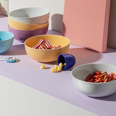 Lyngby Porcelæn Rhombe Color skål lilla Ø15,5 cm