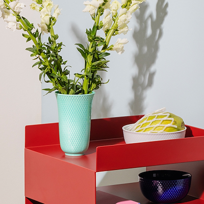 Lyngby Porcelæn Rhombe Color vase aqua H 15 cm