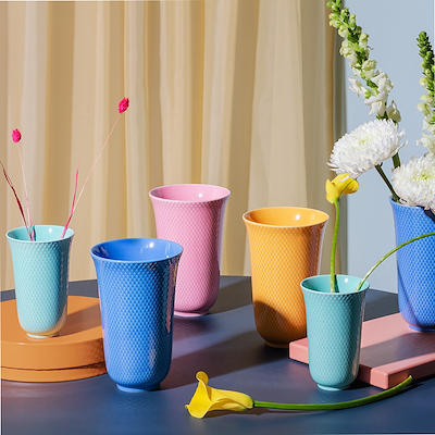 Lyngby Porcelæn Rhombe Color vase aqua H15 cm