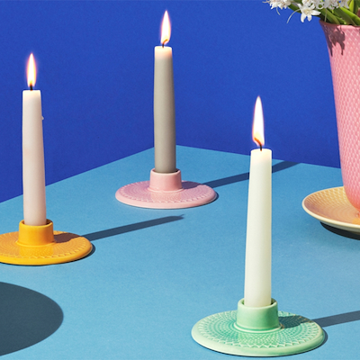 Lyngby Porcelæn Rhombe Color H3 kronelysestage grøn