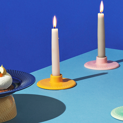 Lyngby Porcelæn Rhombe Color kronelysestage gul