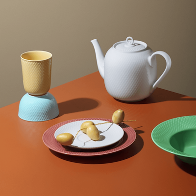 Lyngby Porcelæn Rhombe Color tallerken terracotta 23 cm