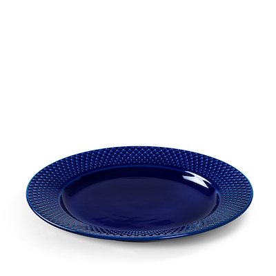 Lyngby Porcelæn Rhombe Color flad tallerken mørk blå 23 cm