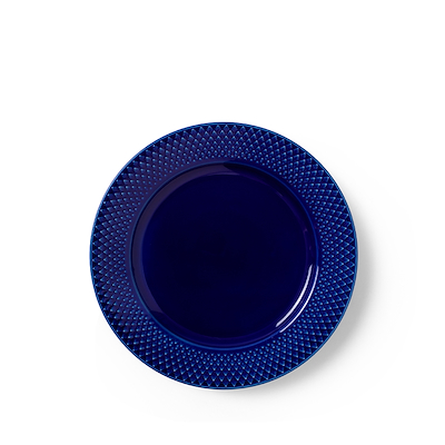 Lyngby Porcelæn Rhombe Color flad tallerken mørk blå 23 cm