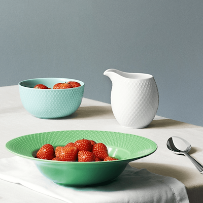 Lyngby Porcelæn Rhombe Color dyb tallerken grøn 24,5 cm