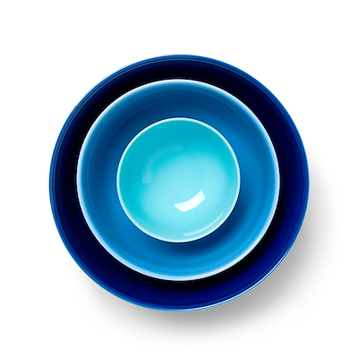 Lyngby Porcelæn Rhombe Color skålesæt blå 3 stk.