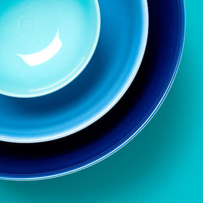 Lyngby Porcelæn Rhombe Color skålesæt blå 3 stk.