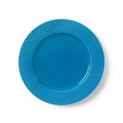 Lyngby Porcelæn Rhombe Color flad tallerken blå 27 cm