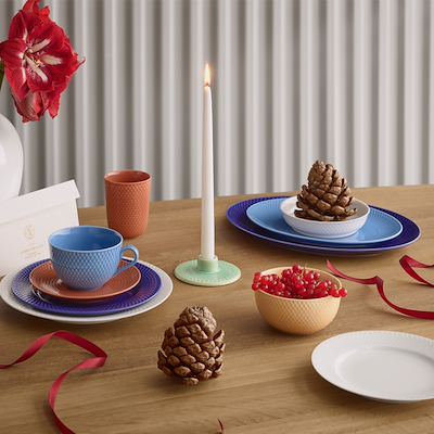 Lyngby Porcelæn Rhombe Color serveringsfad mørkeblå 35 cm