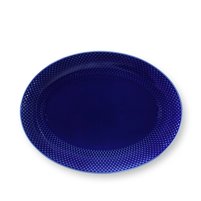 Lyngby Porcelæn Rhombe Color serveringsfad mørkeblå 35 cm