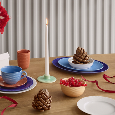 Lyngby Porcelæn Rhombe Color serveringsfad blå 28,5 cm