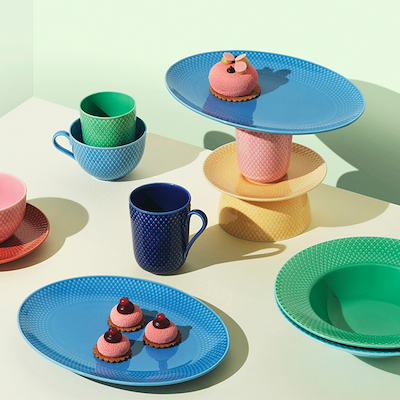 Lyngby Porcelæn Rhombe Color serveringsfad blå 28,5 cm